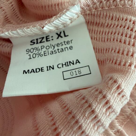 Women's Pink XL Textured Cap-Sleeve Blouse Top Office Layers Soft Whimsical - Picture 8 of 11